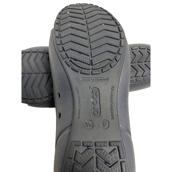 Crocs Womens Navy Cap Toe Mirror Ballet Flats Lightweight Slip-On Style Size 9 - Picture 3 of 8